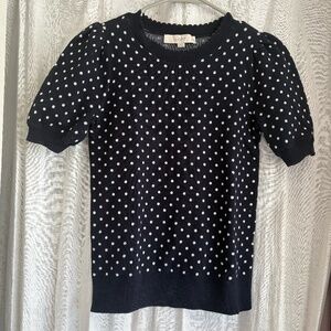 LOFT Short Sleeve Navy Sweater Shirt